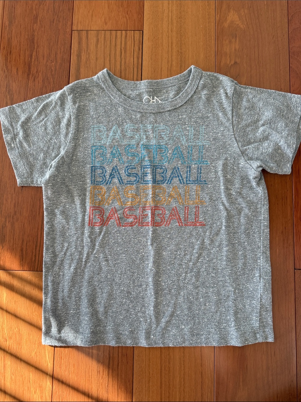 Chaser Kids Gray Vintage 'Baseball' Graphic Tee with Multicolor Print